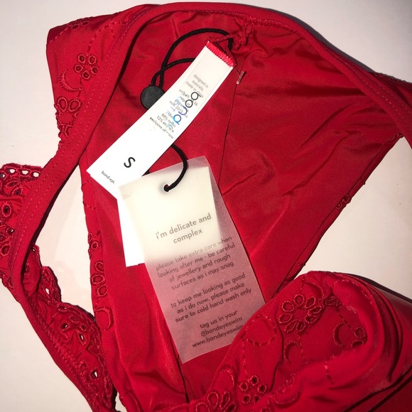 NWT Cherry red Bond-eye Australia eyelet constructed bikini bottom - Picture 3 of 6